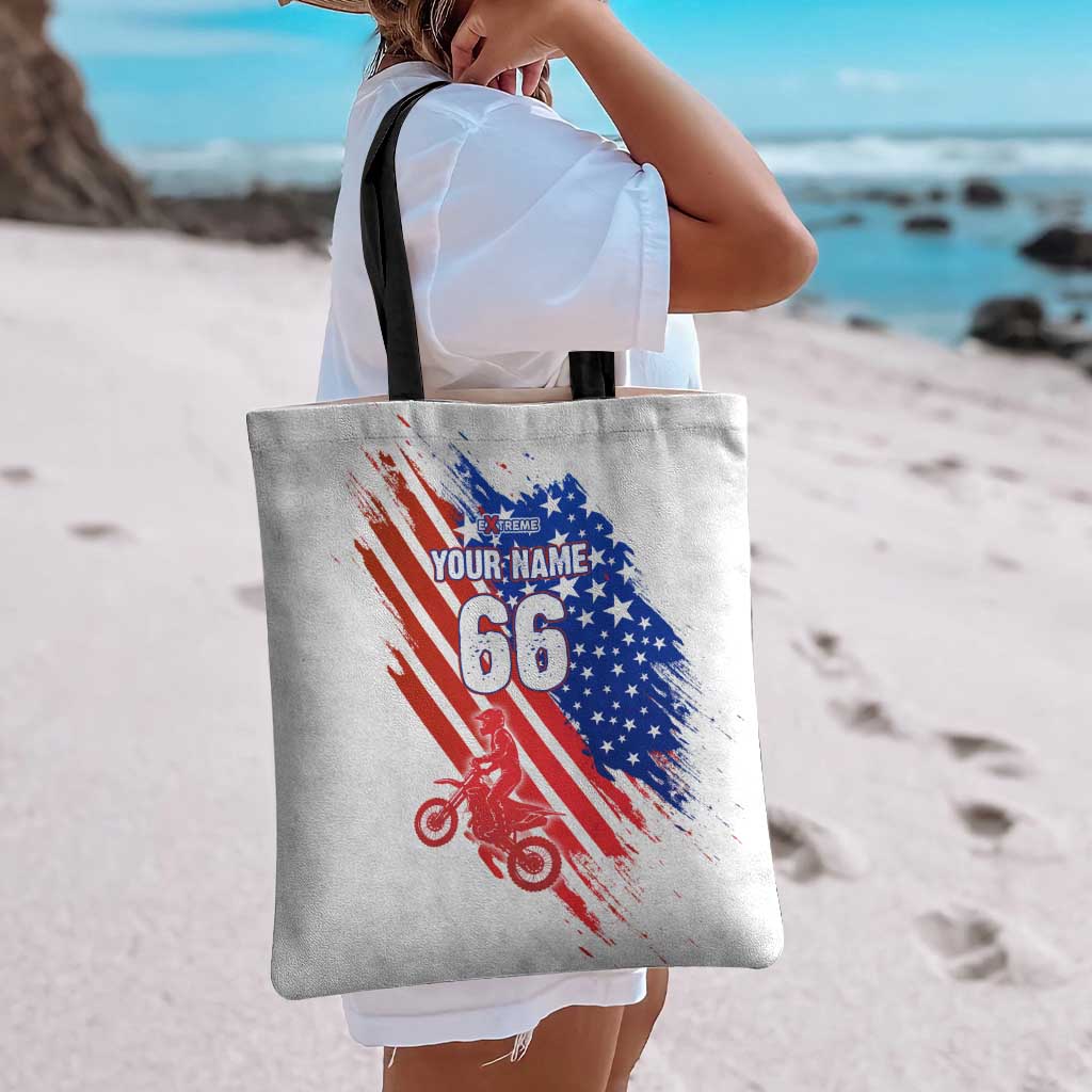 Custom Patriotic Motocross Tote Bag with American Flag - Wonder Print Shop