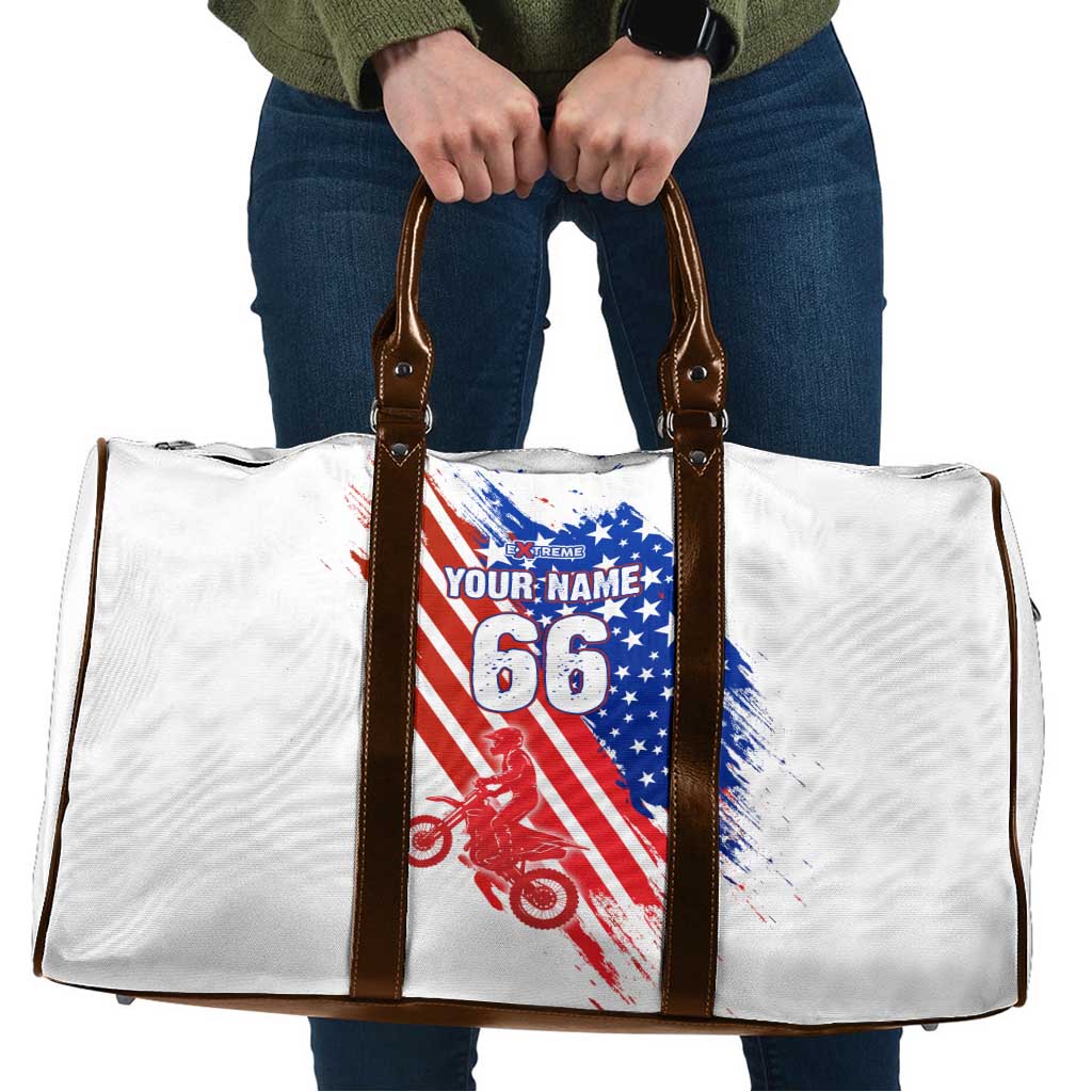 Custom Patriotic Motocross Travel Bag with American Flag - Wonder Print Shop