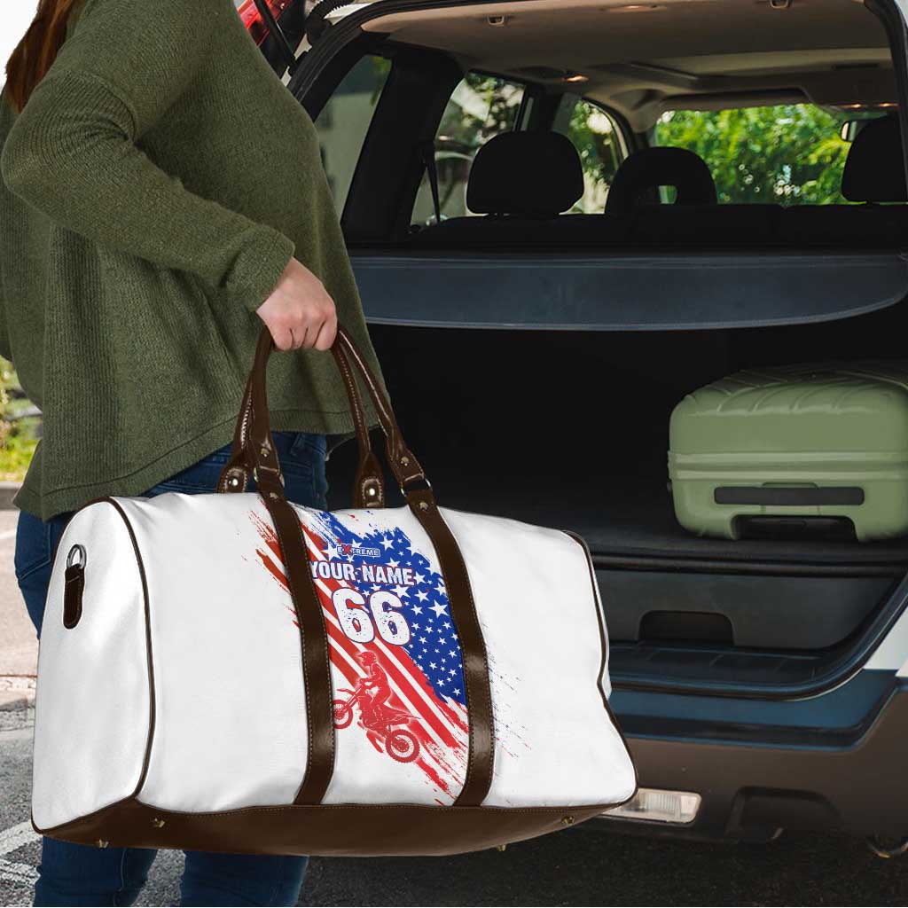 Custom Patriotic Motocross Travel Bag with American Flag - Wonder Print Shop