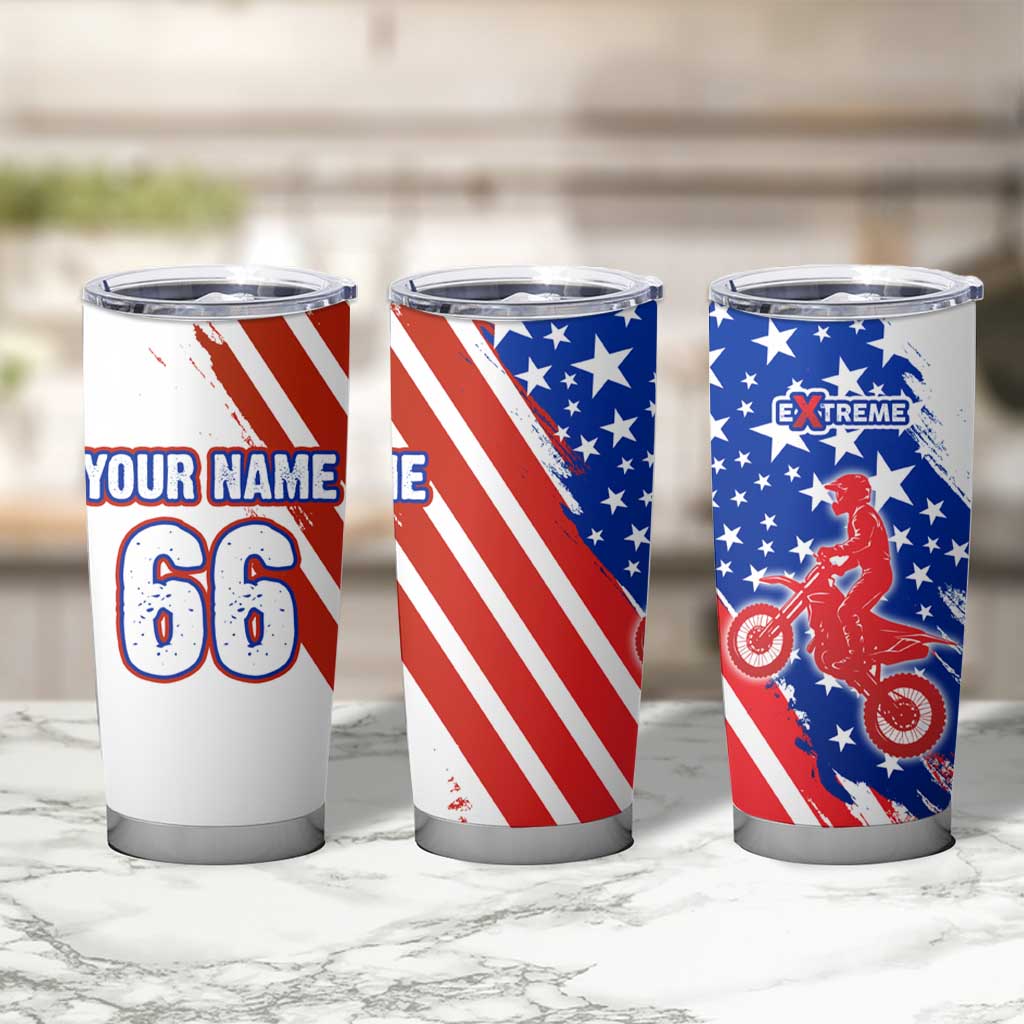 Custom Patriotic Motocross Tumbler Cup with American Flag - Wonder Print Shop