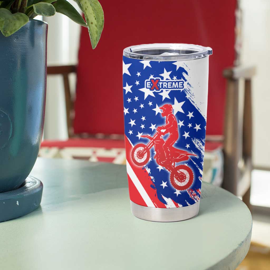 Custom Patriotic Motocross Tumbler Cup with American Flag - Wonder Print Shop
