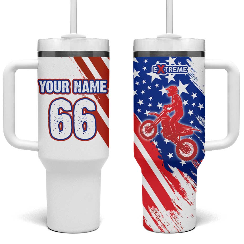 Custom Patriotic Motocross Tumbler With Handle with American Flag - Wonder Print Shop