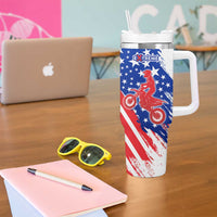 Custom Patriotic Motocross Tumbler With Handle with American Flag - Wonder Print Shop