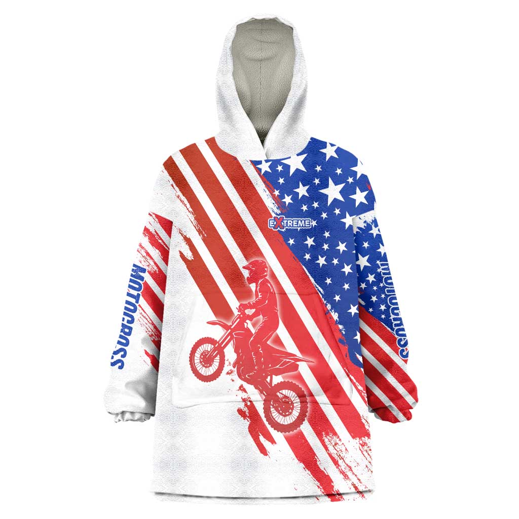 Custom Patriotic Motocross Wearable Blanket Hoodie with American Flag - Wonder Print Shop