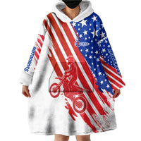 Custom Patriotic Motocross Wearable Blanket Hoodie with American Flag - Wonder Print Shop