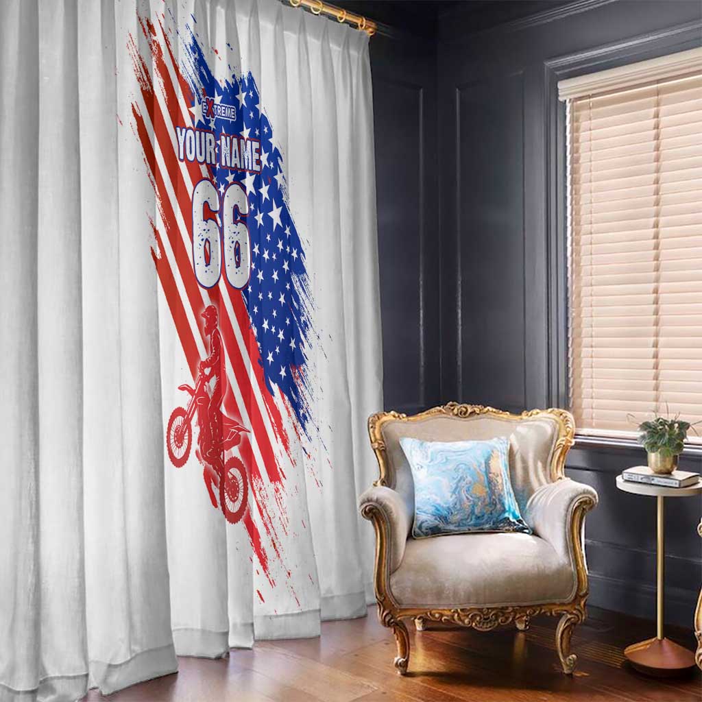 Custom Patriotic Motocross Window Curtain with American Flag - Wonder Print Shop