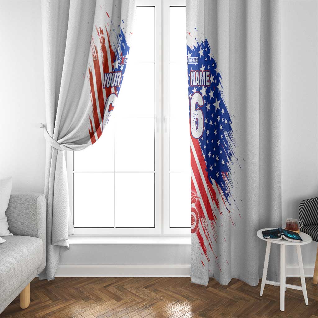 Custom Patriotic Motocross Window Curtain with American Flag - Wonder Print Shop