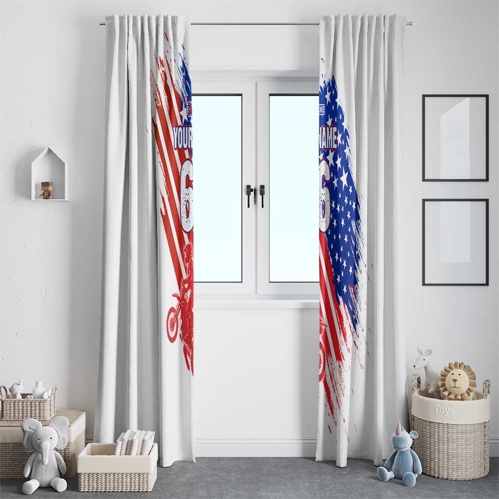 Custom Patriotic Motocross Window Curtain with American Flag - Wonder Print Shop
