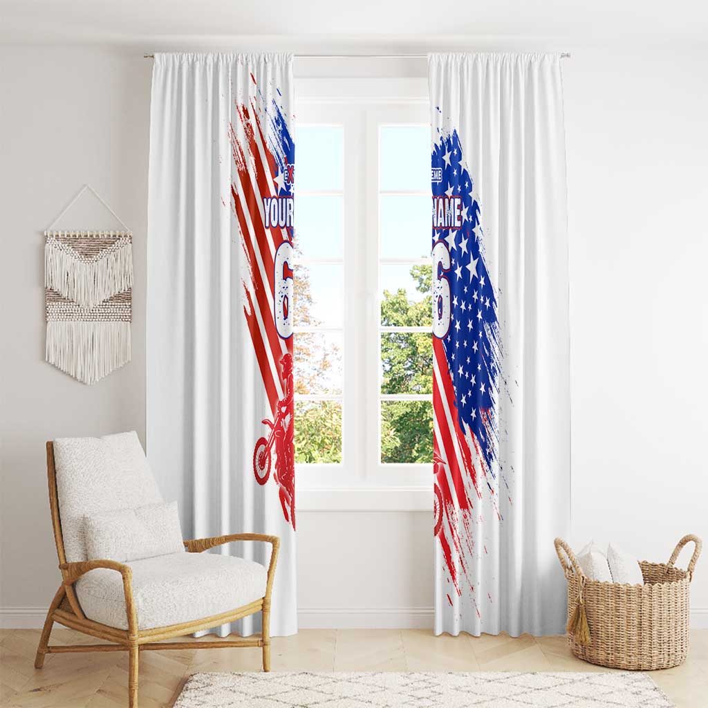 Custom Patriotic Motocross Window Curtain with American Flag - Wonder Print Shop
