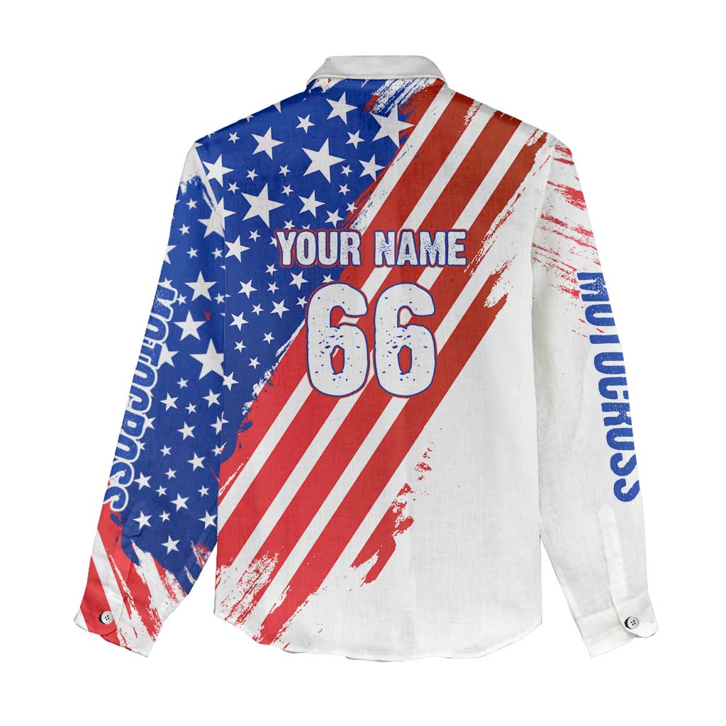 Custom Patriotic Motocross Women Casual Shirt with American Flag - Wonder Print Shop