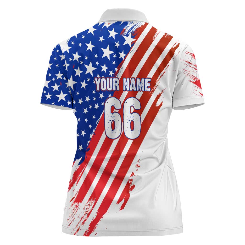 Custom Patriotic Motocross Women Polo Shirt with American Flag - Wonder Print Shop