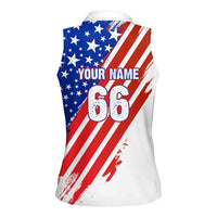 Custom Patriotic Motocross Women Sleeveless Polo Shirt with American Flag - Wonder Print Shop