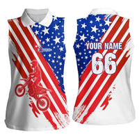 Custom Patriotic Motocross Women Sleeveless Polo Shirt with American Flag - Wonder Print Shop