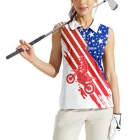 Custom Patriotic Motocross Women Sleeveless Polo Shirt with American Flag - Wonder Print Shop