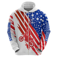 Custom Patriotic Motocross Zip Hoodie with American Flag - Wonder Print Shop