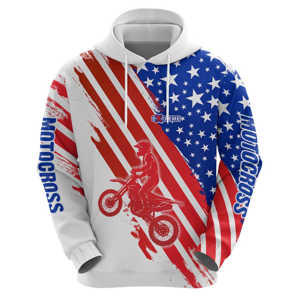 Custom Patriotic Motocross Zip Hoodie with American Flag - Wonder Print Shop