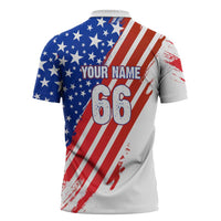 Custom Patriotic Motocross Zipper Polo Shirt with American Flag - Wonder Print Shop