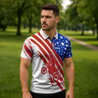 Custom Patriotic Motocross Zipper Polo Shirt with American Flag - Wonder Print Shop