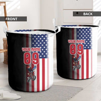 Custom Patriotic Eagle Motocross Laundry Basket with American Flag and Rider Design - Wonder Print Shop