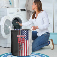 Custom Patriotic Eagle Motocross Laundry Basket with American Flag and Rider Design - Wonder Print Shop