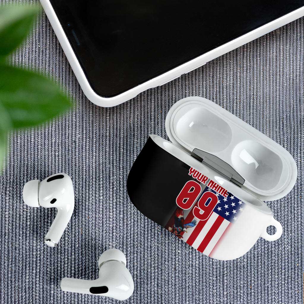 Custom Patriotic Eagle Motocross AirPods Case with American Flag and Rider Design - Wonder Print Shop