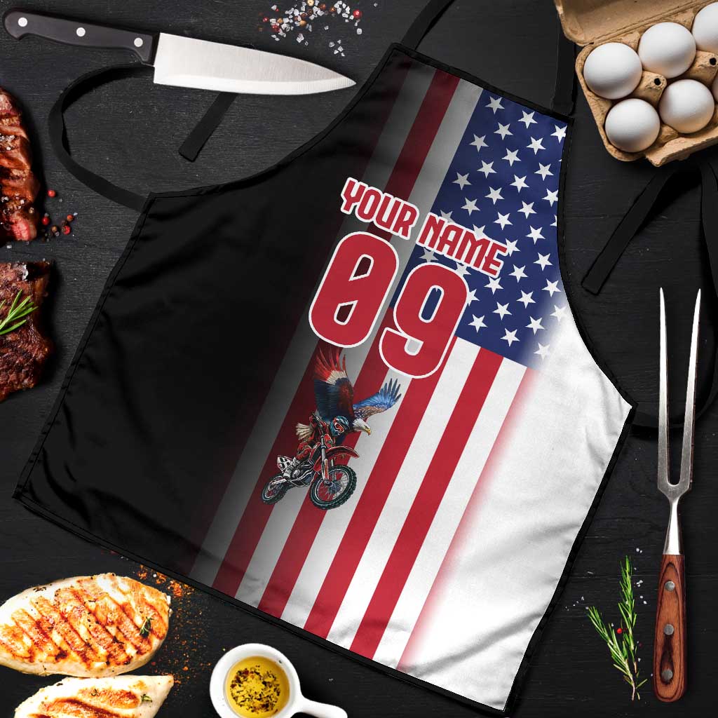 Custom Patriotic Eagle Motocross Apron with American Flag and Rider Design - Wonder Print Shop