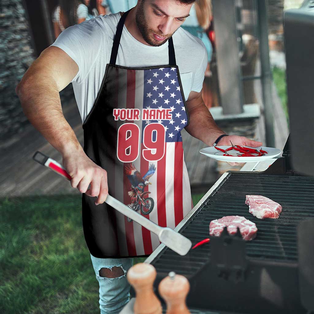 Custom Patriotic Eagle Motocross Apron with American Flag and Rider Design - Wonder Print Shop