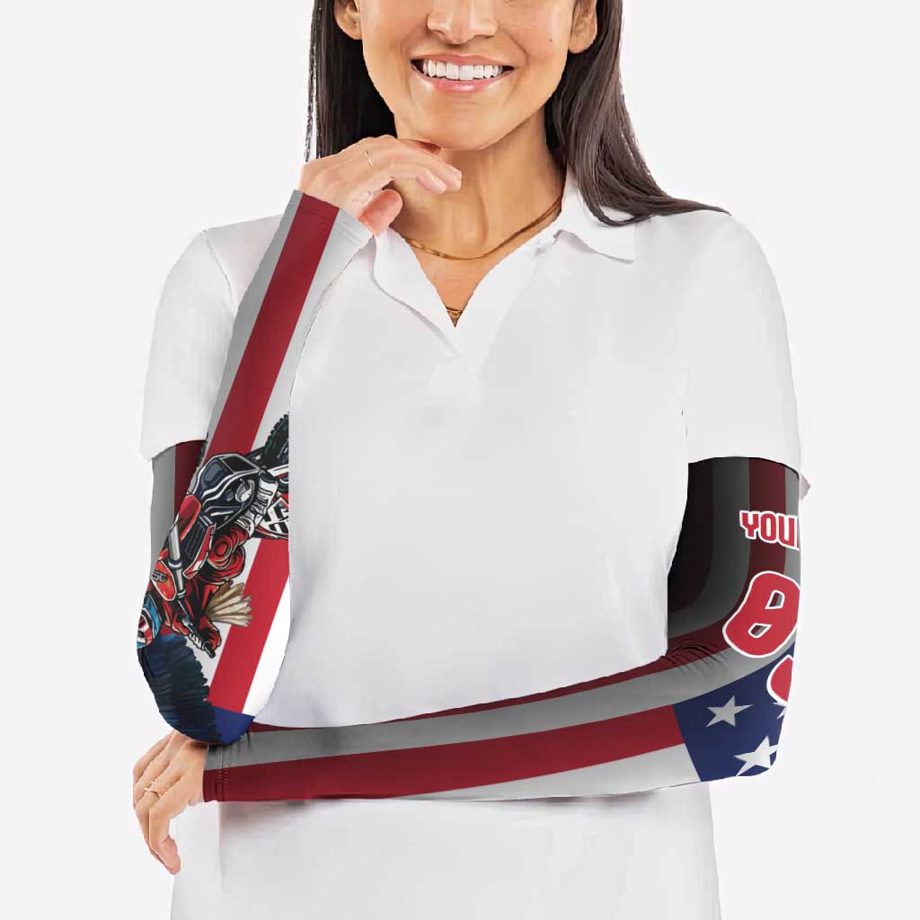 Custom Patriotic Eagle Motocross Arm Sleeves with American Flag and Rider Design - Wonder Print Shop