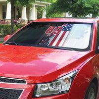 Custom Patriotic Eagle Motocross Auto Sun Shade with American Flag and Rider Design - Wonder Print Shop