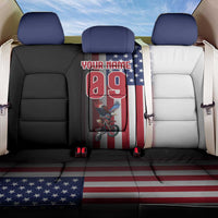 Custom Patriotic Eagle Motocross Back Car Seat Cover with American Flag and Rider Design - Wonder Print Shop