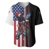 Custom Patriotic Eagle Motocross Baseball Jersey with American Flag and Rider Design - Wonder Print Shop