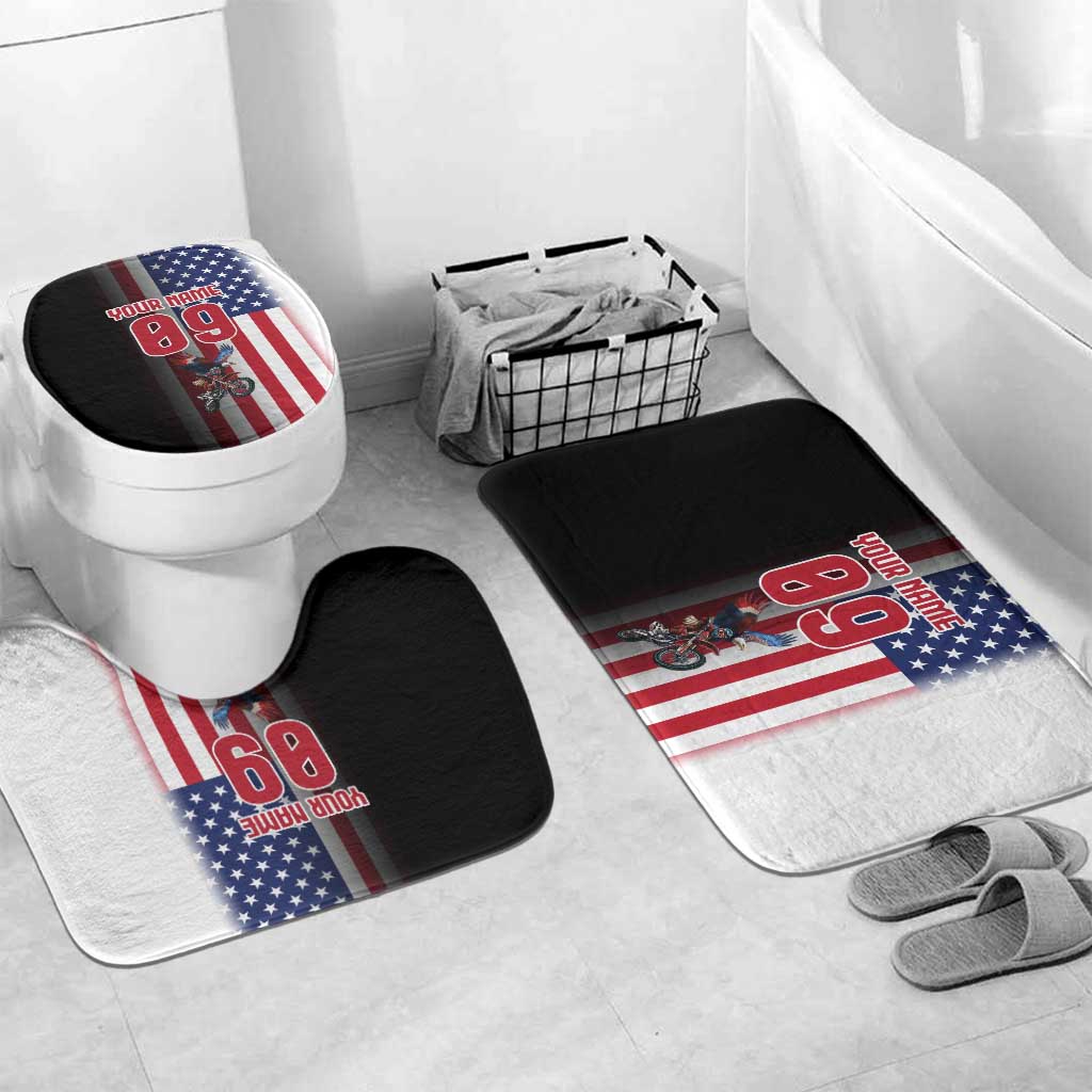 Custom Patriotic Eagle Motocross Bathroom Set with American Flag and Rider Design - Wonder Print Shop