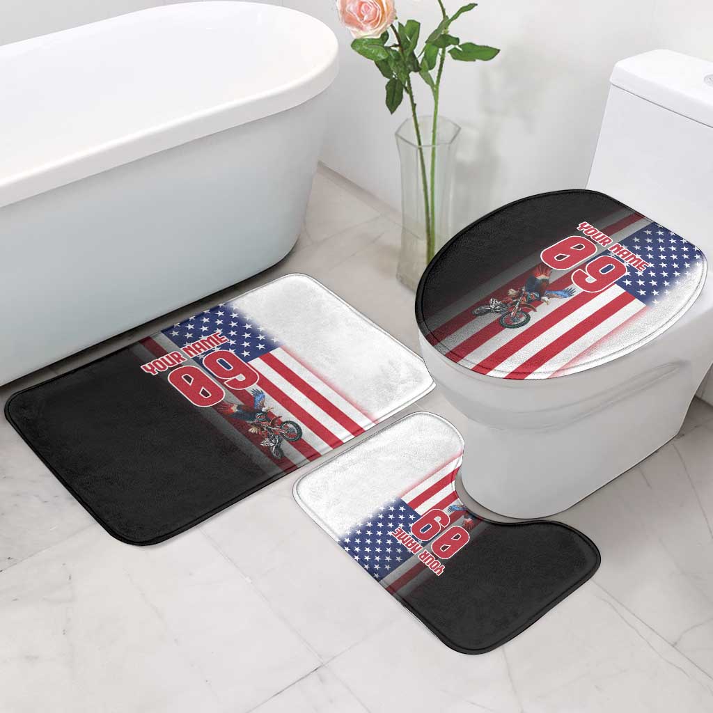 Custom Patriotic Eagle Motocross Bathroom Set with American Flag and Rider Design - Wonder Print Shop