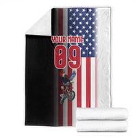 Custom Patriotic Eagle Motocross Blanket with American Flag and Rider Design - Wonder Print Shop