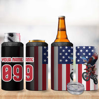 Custom Patriotic Eagle Motocross 4 in 1 Can Cooler Tumbler with American Flag and Rider Design - Wonder Print Shop