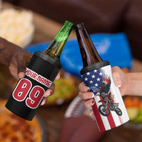 Custom Patriotic Eagle Motocross 4 in 1 Can Cooler Tumbler with American Flag and Rider Design - Wonder Print Shop