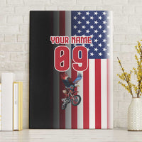 Custom Patriotic Eagle Motocross Canvas Wall Art with American Flag and Rider Design - Wonder Print Shop