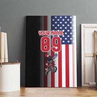 Custom Patriotic Eagle Motocross Canvas Wall Art with American Flag and Rider Design - Wonder Print Shop