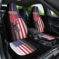 Custom Patriotic Eagle Motocross Car Seat Cover with American Flag and Rider Design - Wonder Print Shop