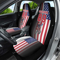Custom Patriotic Eagle Motocross Car Seat Cover with American Flag and Rider Design - Wonder Print Shop