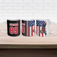 Custom Patriotic Eagle Motocross Ceramic Mug with American Flag and Rider Design - Wonder Print Shop