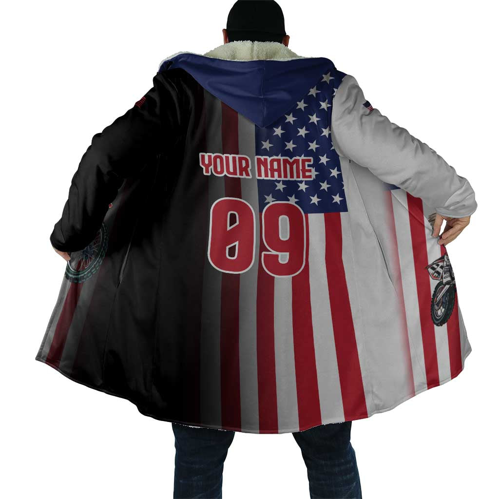 Custom Patriotic Eagle Motocross Cloak with American Flag and Rider Design - Wonder Print Shop