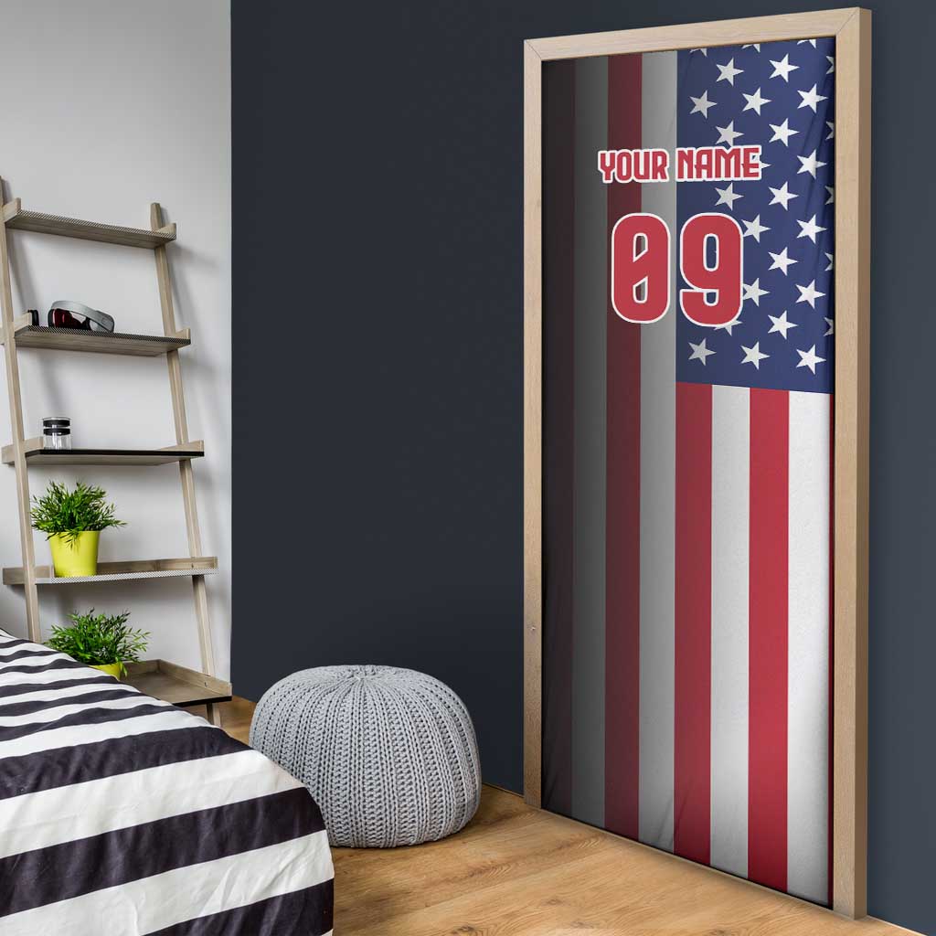 Custom Patriotic Eagle Motocross Door Cover with American Flag and Rider Design - Wonder Print Shop