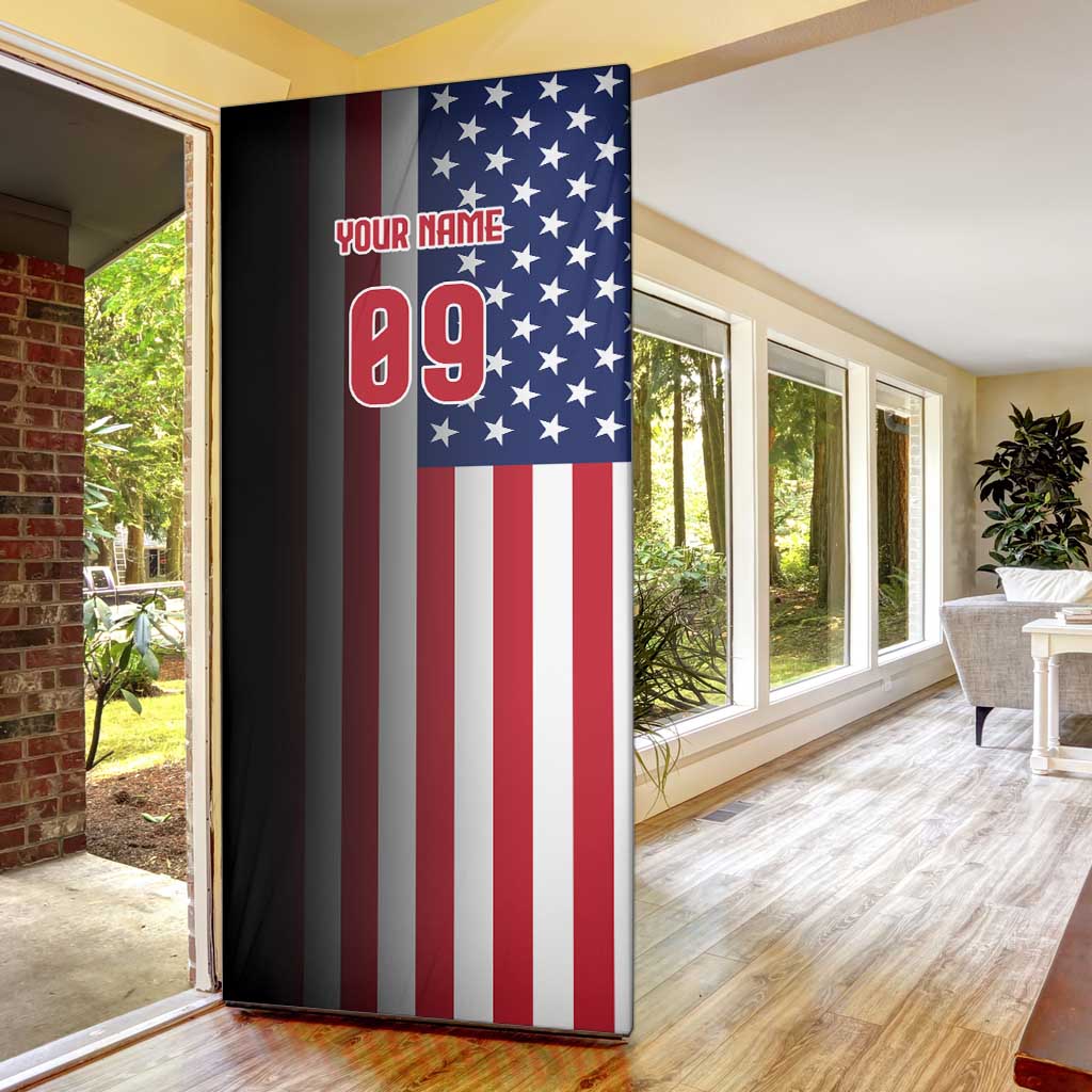 Custom Patriotic Eagle Motocross Door Cover with American Flag and Rider Design - Wonder Print Shop