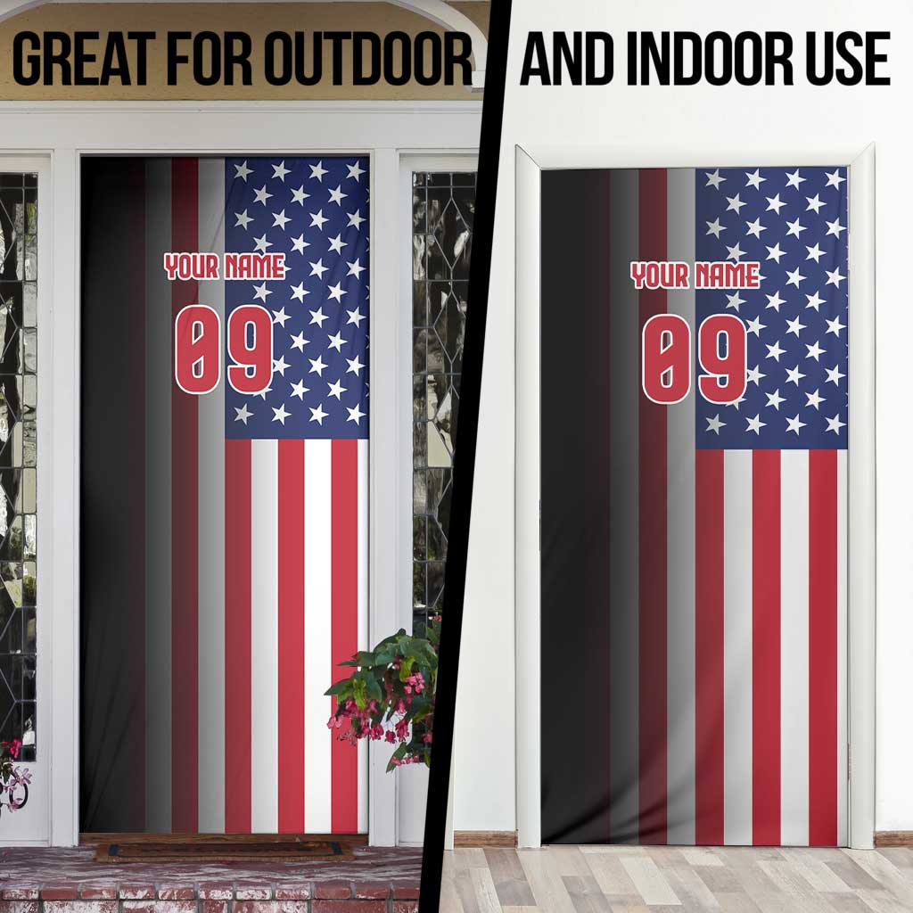 Custom Patriotic Eagle Motocross Door Cover with American Flag and Rider Design - Wonder Print Shop