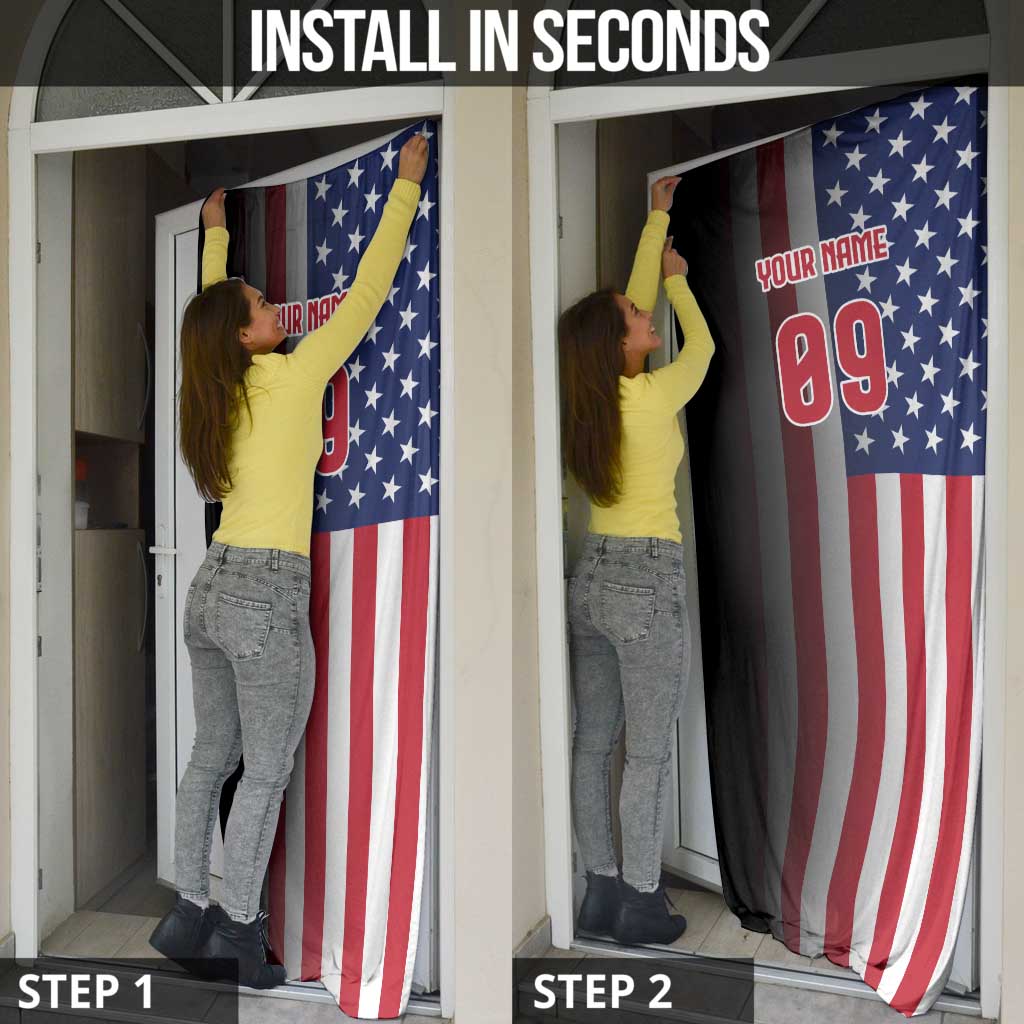 Custom Patriotic Eagle Motocross Door Cover with American Flag and Rider Design - Wonder Print Shop