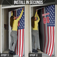 Custom Patriotic Eagle Motocross Door Cover with American Flag and Rider Design - Wonder Print Shop