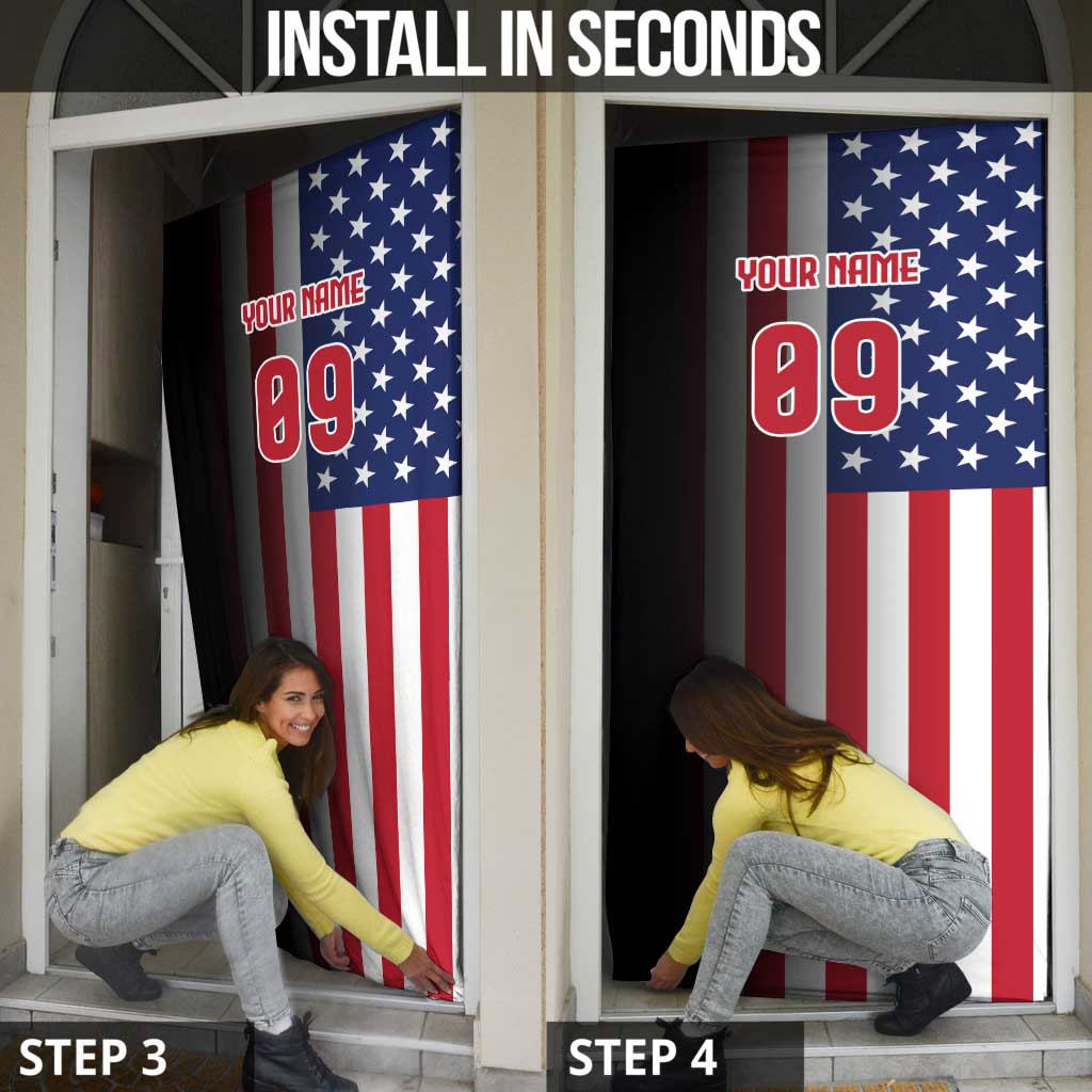 Custom Patriotic Eagle Motocross Door Cover with American Flag and Rider Design - Wonder Print Shop
