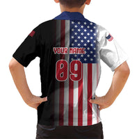 Custom Patriotic Eagle Motocross Family Matching Off The Shoulder Long Sleeve Dress and Hawaiian Shirt with American Flag and Rider Design - Wonder Print Shop