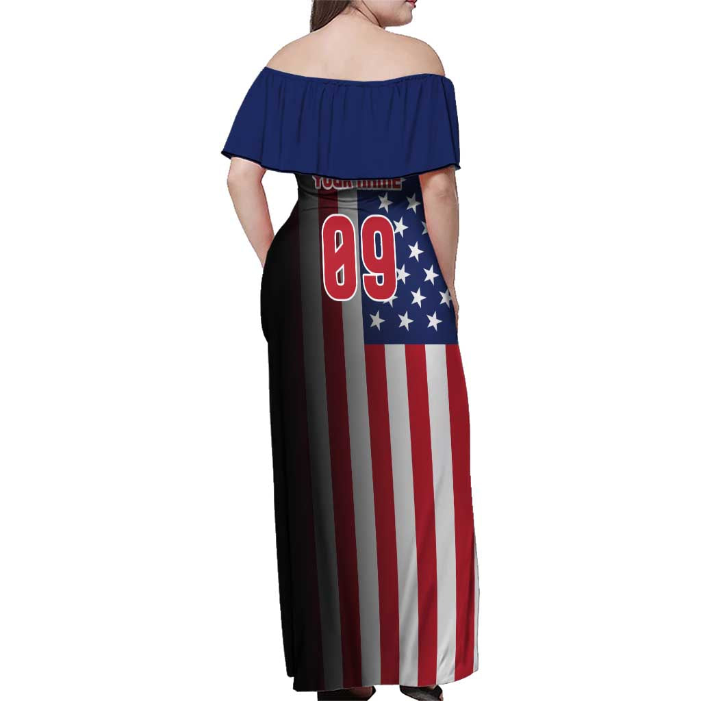 Custom Patriotic Eagle Motocross Family Matching Off Shoulder Maxi Dress and Hawaiian Shirt with American Flag and Rider Design - Wonder Print Shop